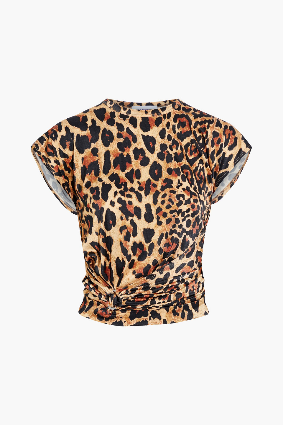 rabanne - ring-embellished leopard-print satin-jersey top - animal print - fr 38