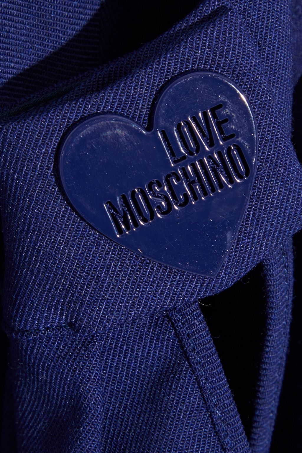 LOVE MOSCHINO Pleated appliquéd twill mini dress