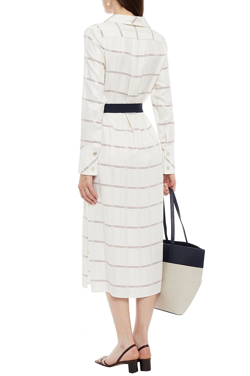 PIAZZA SEMPIONE Belted checked jacquard midi dress