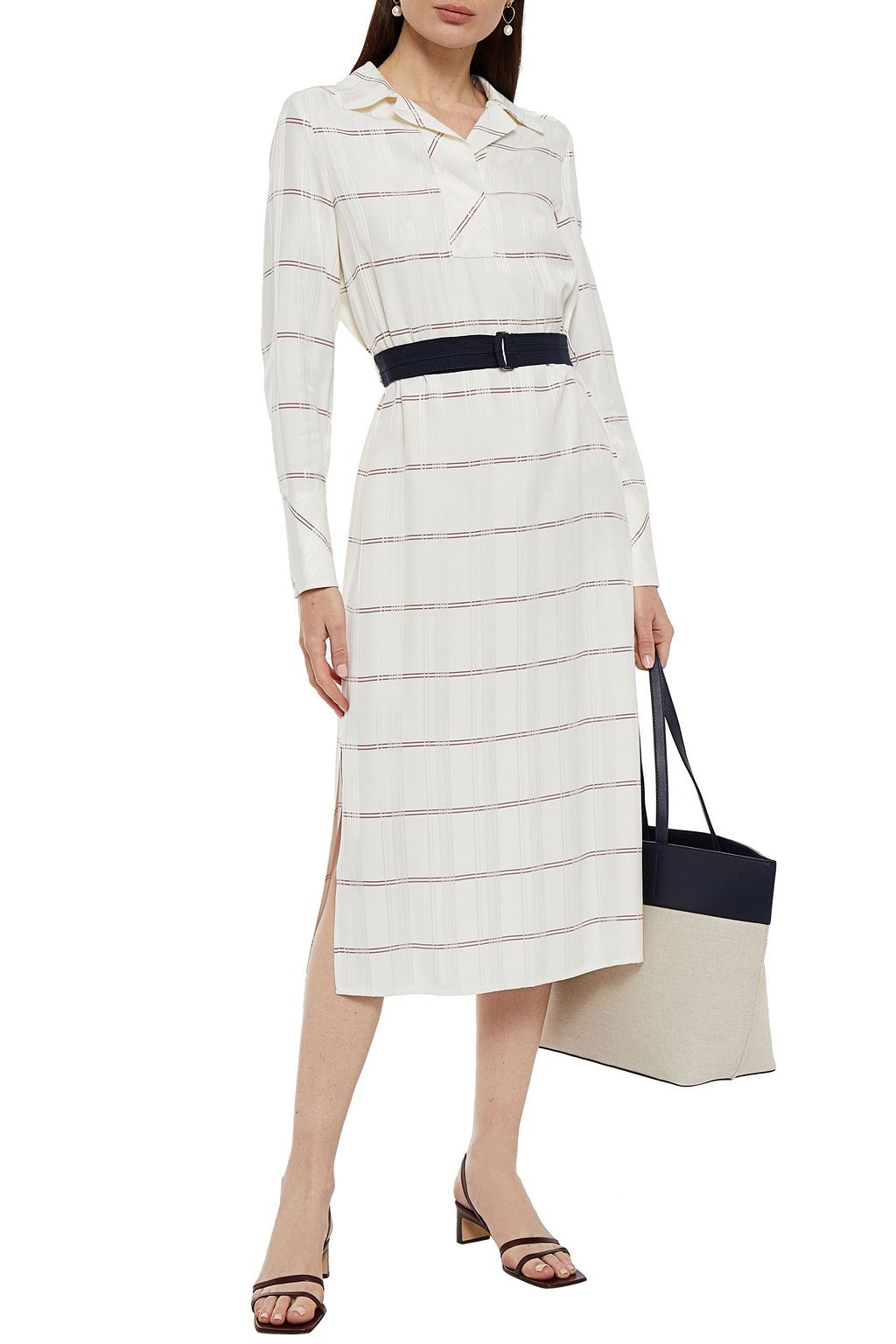 PIAZZA SEMPIONE Belted checked jacquard midi dress