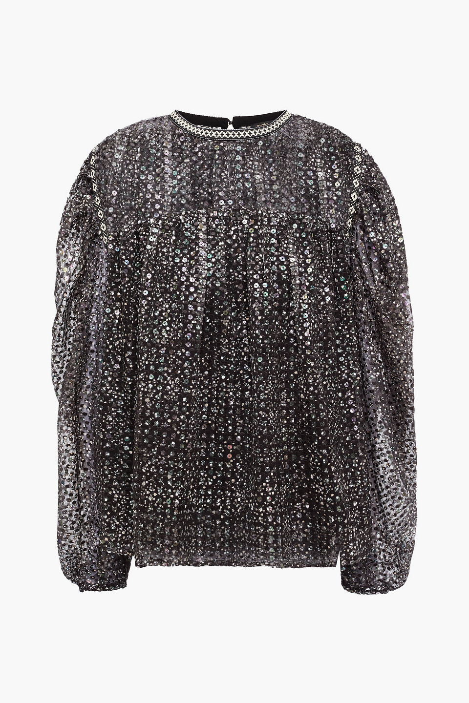 Embellished organza blouse