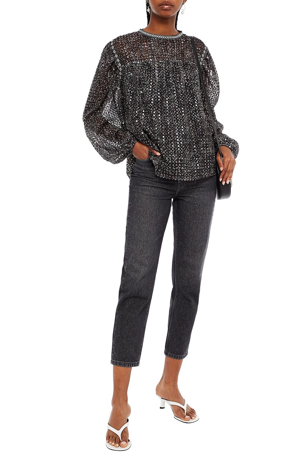 MAJE Embellished organza blouse