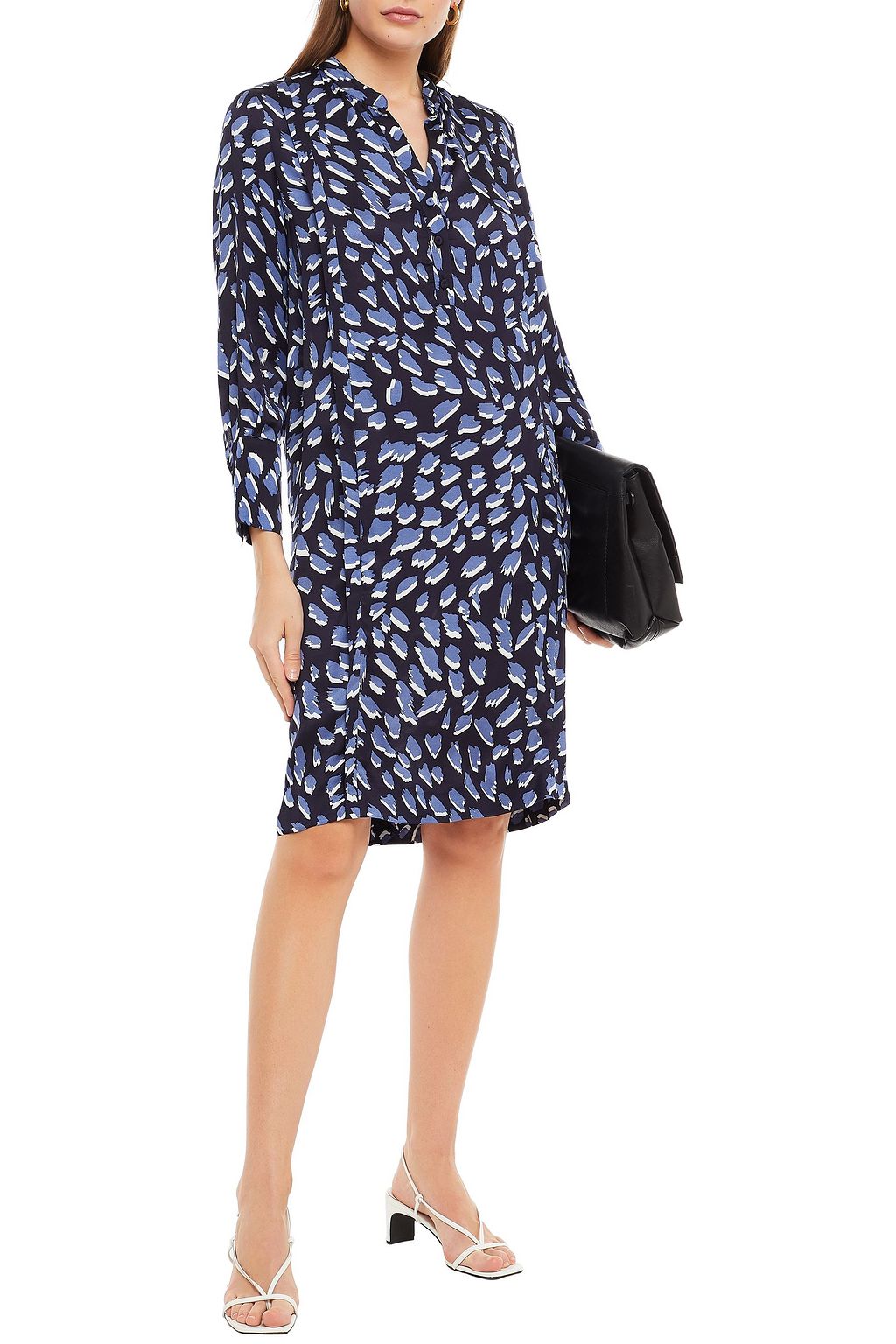 PIAZZA SEMPIONE Pleated printed satin dress