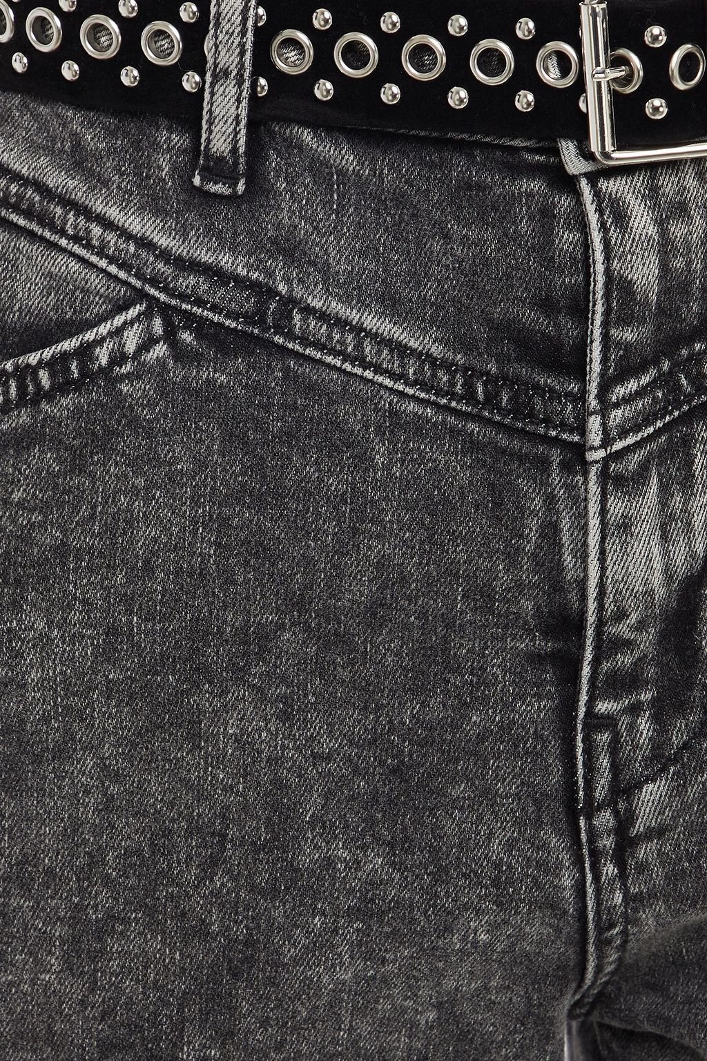 MAJE Cropped belted high-rise straight-leg jeans