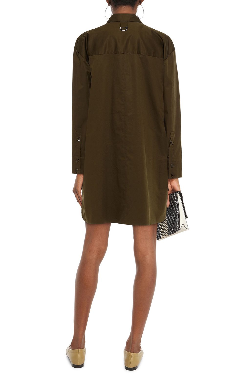 TIBI Tie-front organic cotton-poplin mini shirt dress