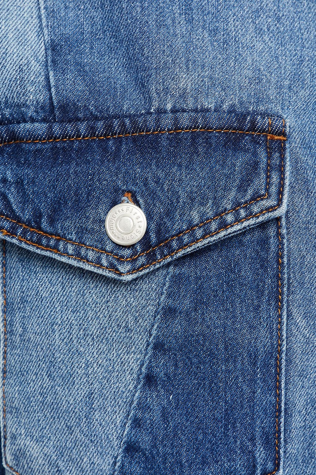MAJE Patchwork-effect faded denim jacket