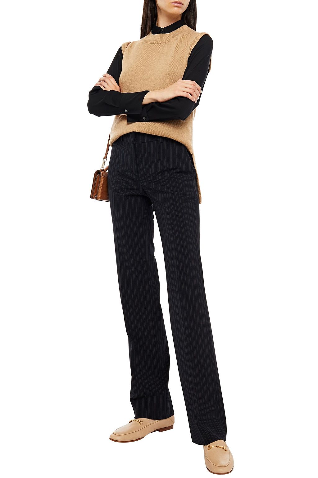 PIAZZA SEMPIONE Pinstriped woven straight-leg pants