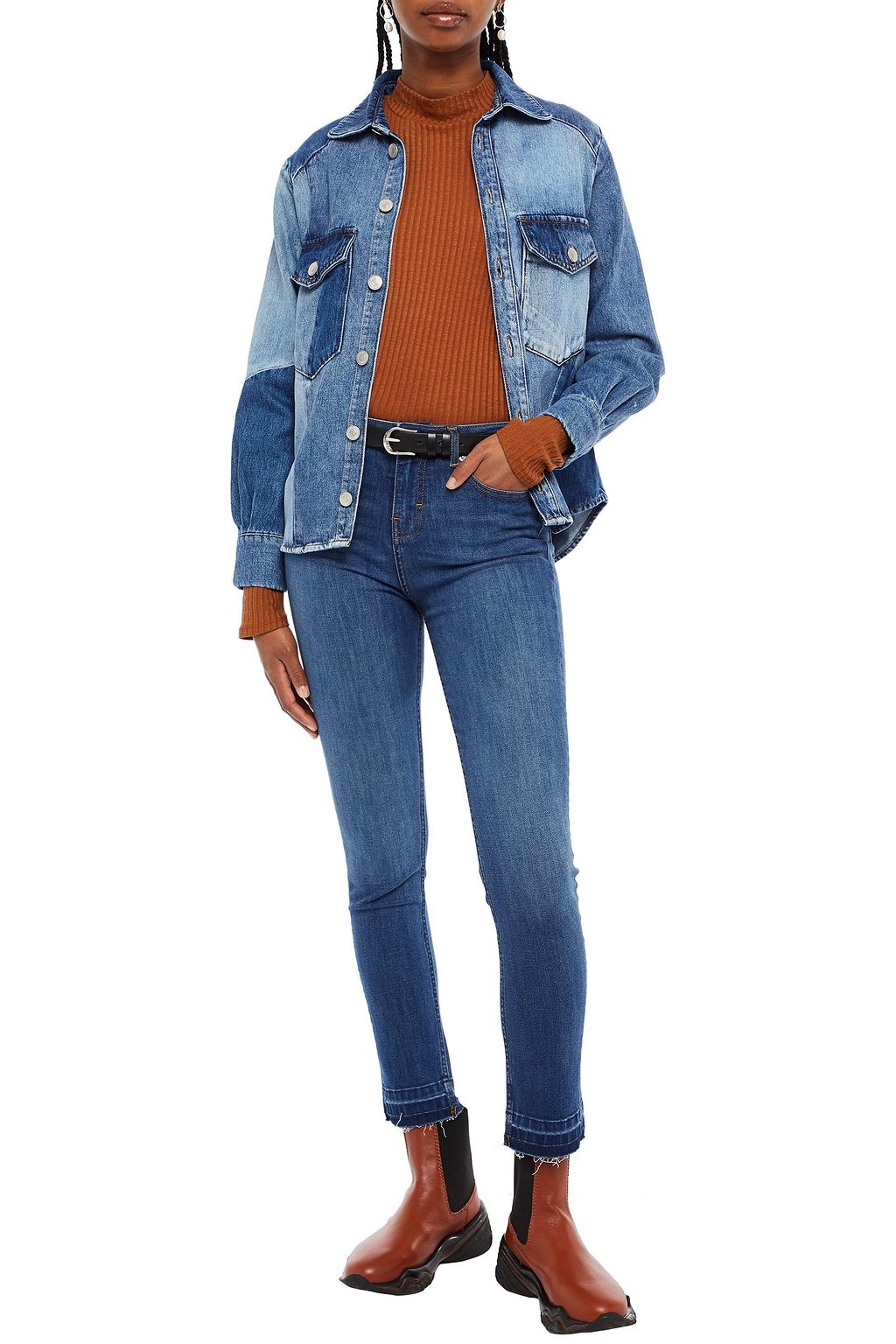 MAJE Frayed mid-rise skinny jeans