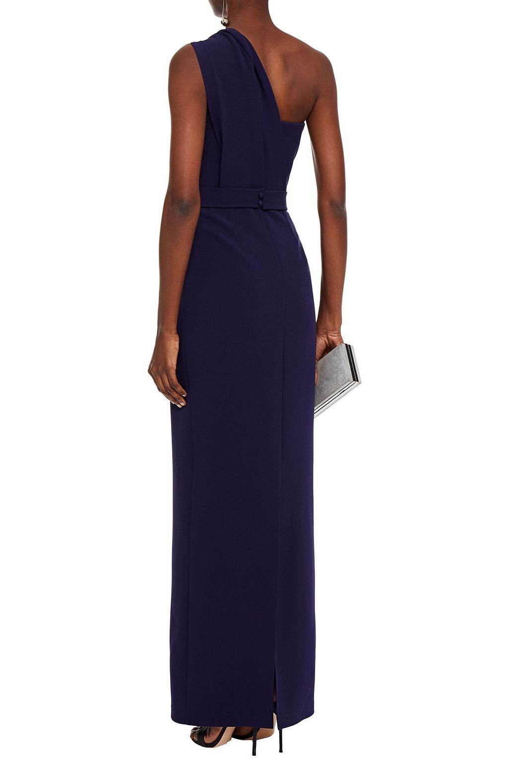SAFIYAA One-shoulder buckle-embellished stretch-crepe gown