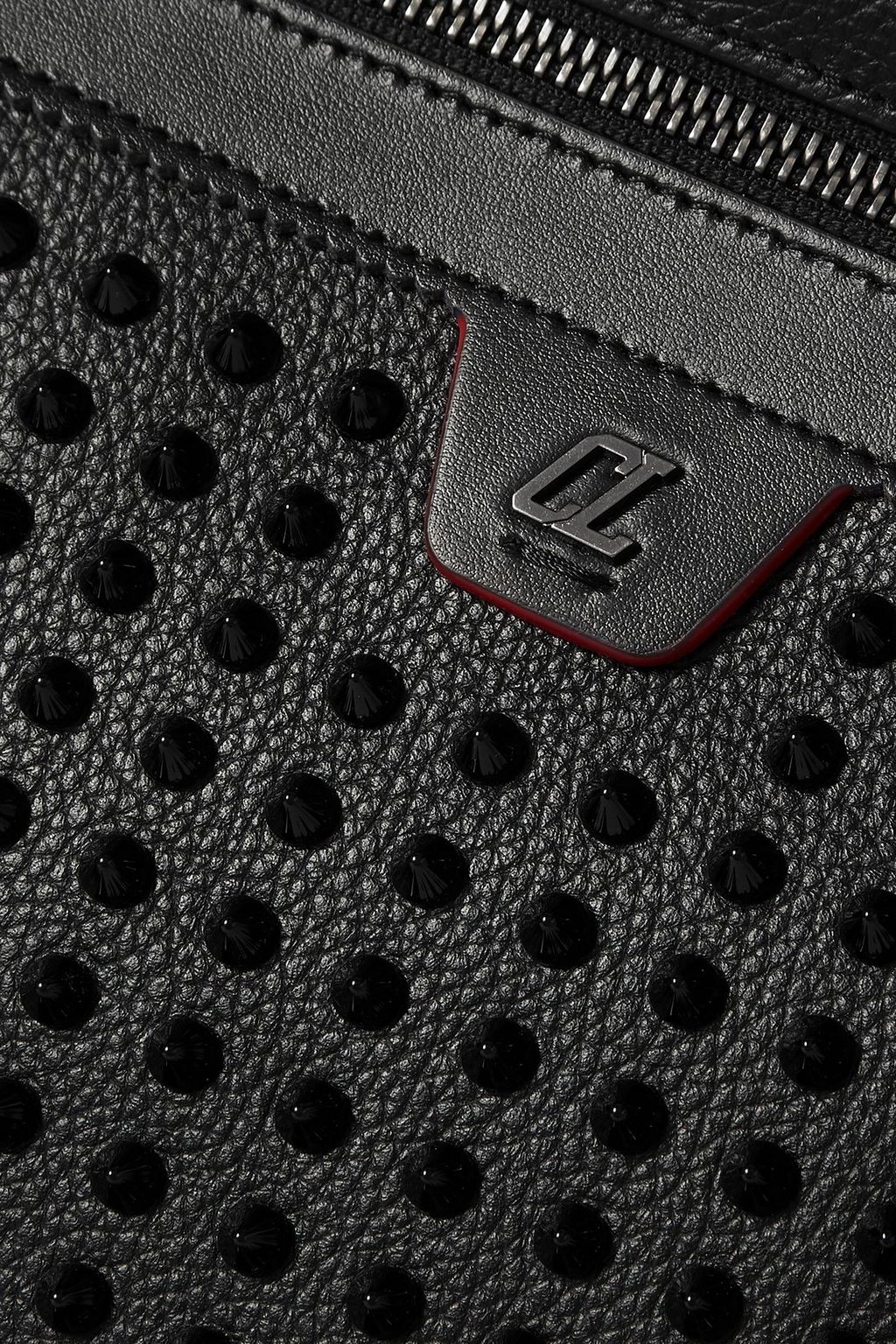 CHRISTIAN LOUBOUTIN City spiked pebbled-leather pouch