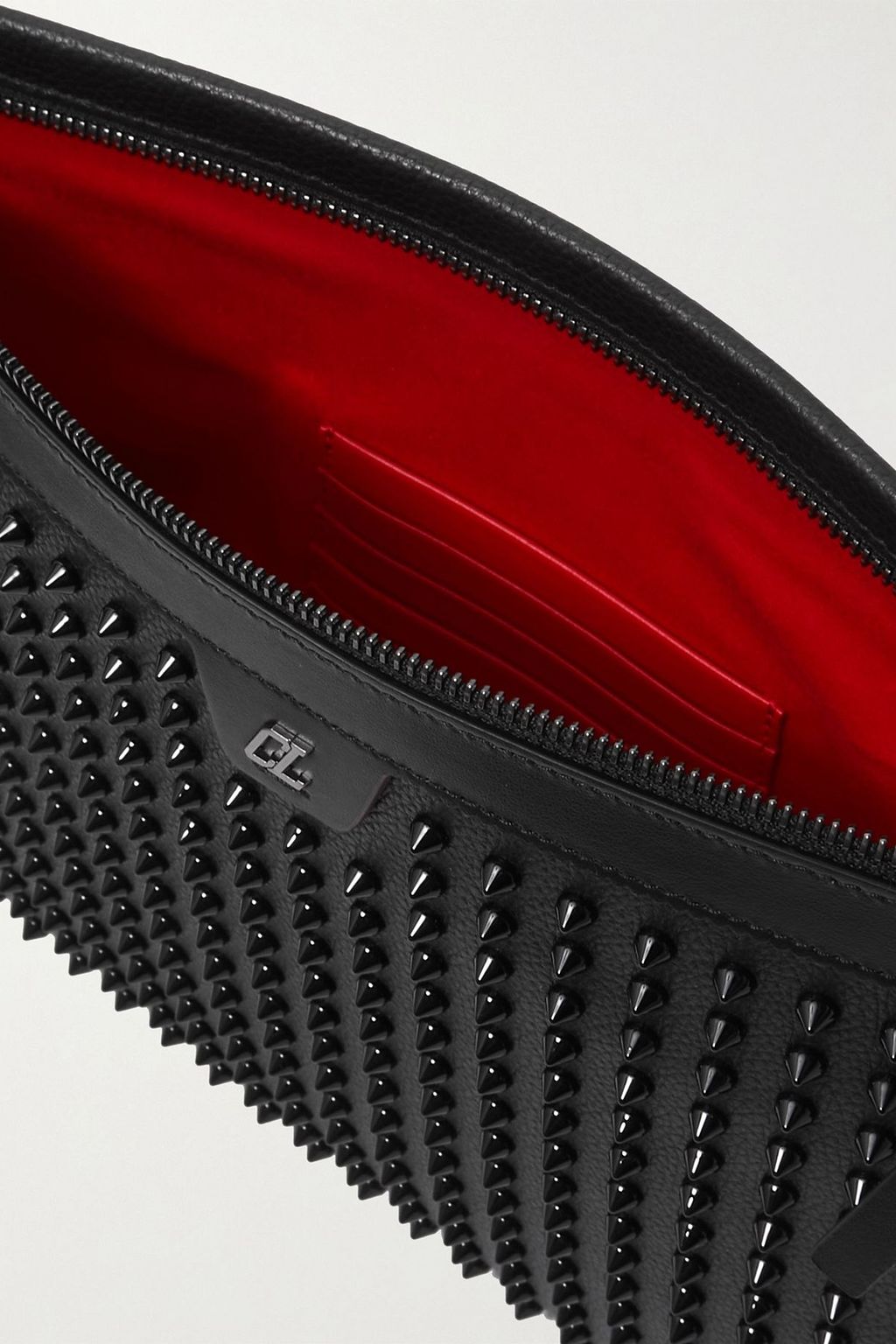 CHRISTIAN LOUBOUTIN City spiked pebbled-leather pouch