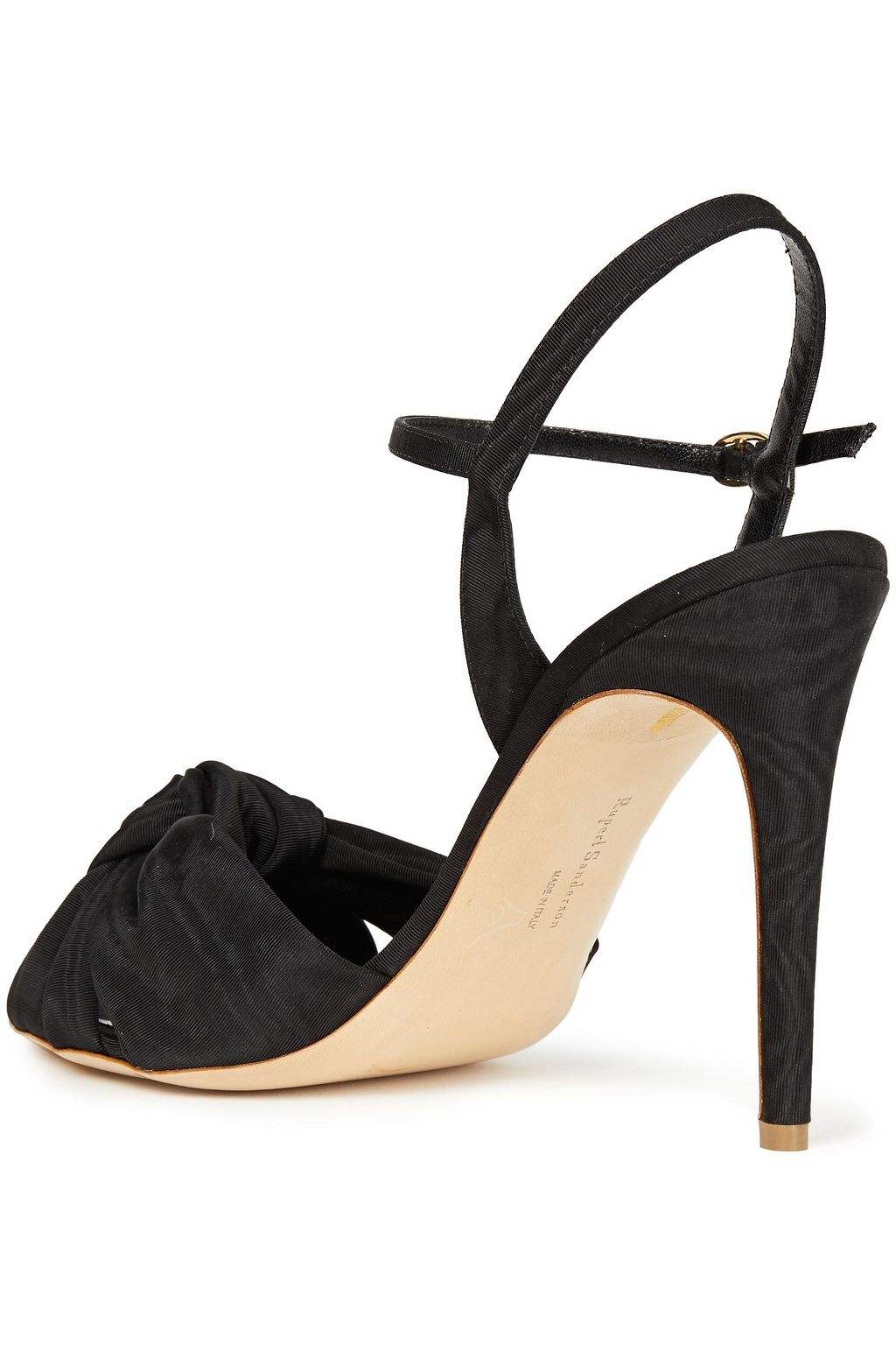 RUPERT SANDERSON Willow leather-trimmed knotted moire sandals