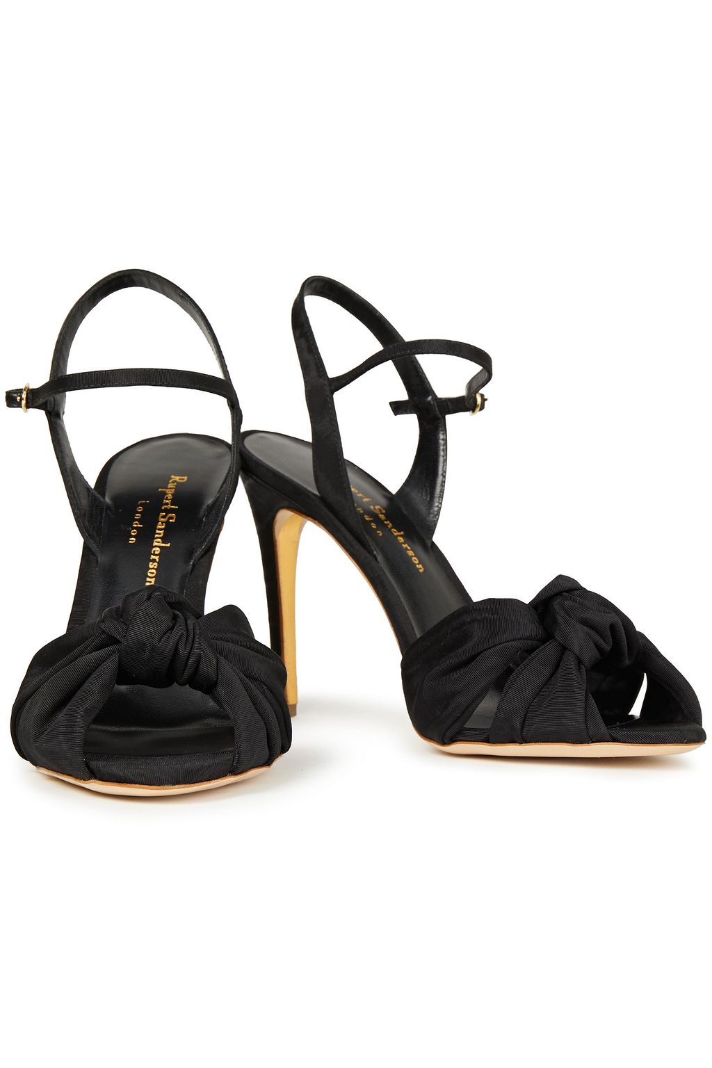 RUPERT SANDERSON Willow leather-trimmed knotted moire sandals