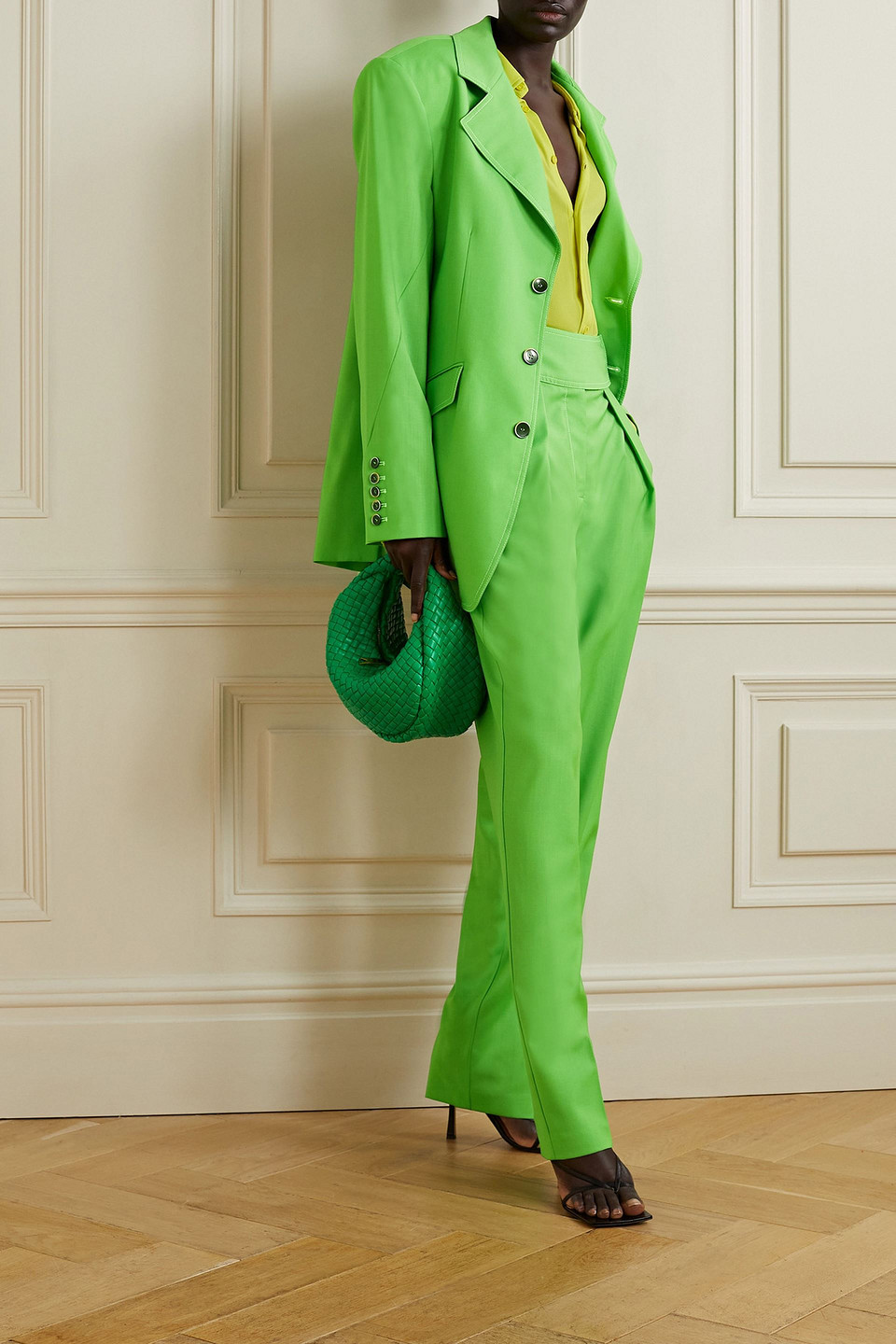 Christopher John Rogers - Oversized Wool Blazer - Green - Xs 
