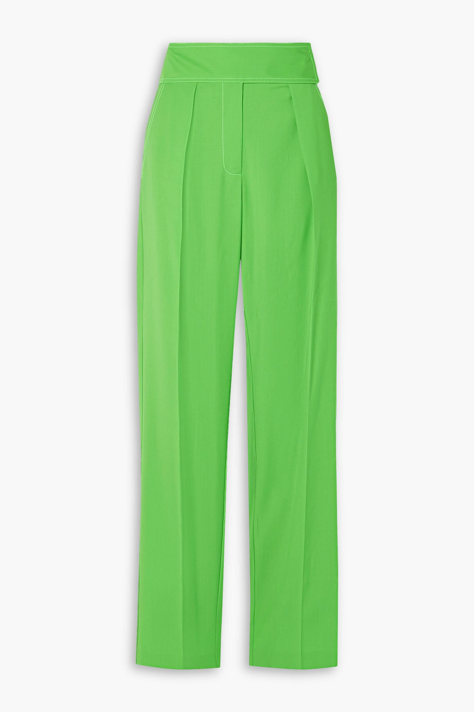 Christopher John Rogers Pleated Wool Tapered Pants In Bright Green