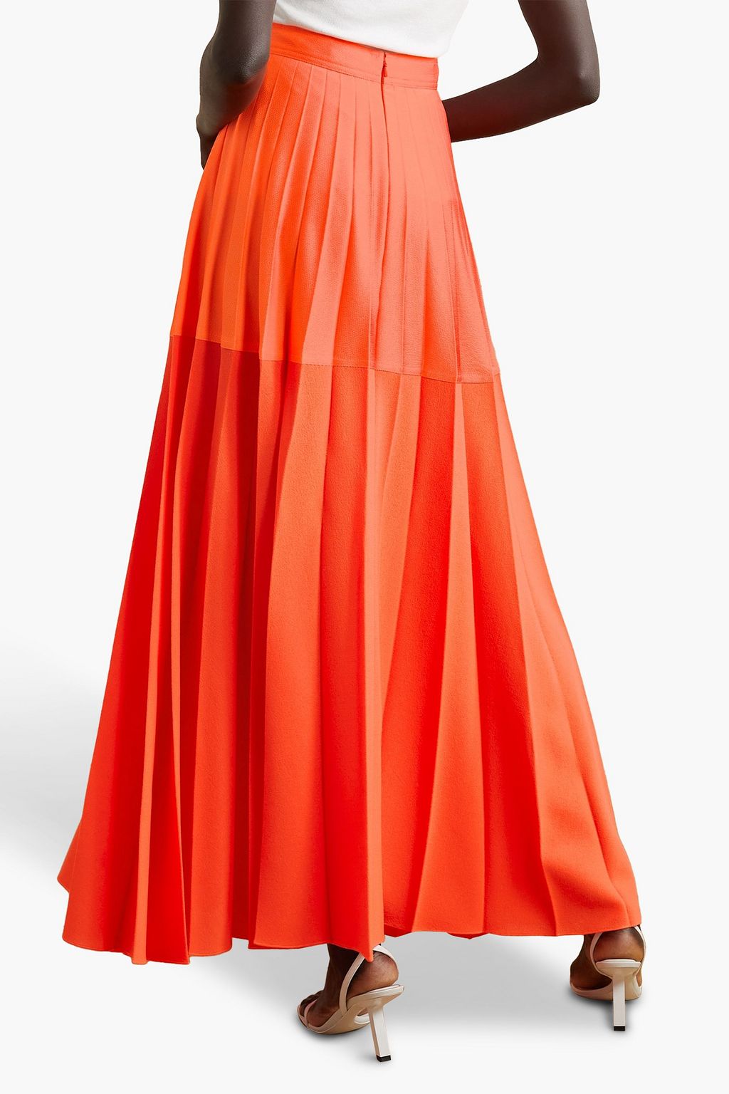 CHRISTOPHER JOHN ROGERS Pleated two-tone wool-blend maxi skirt