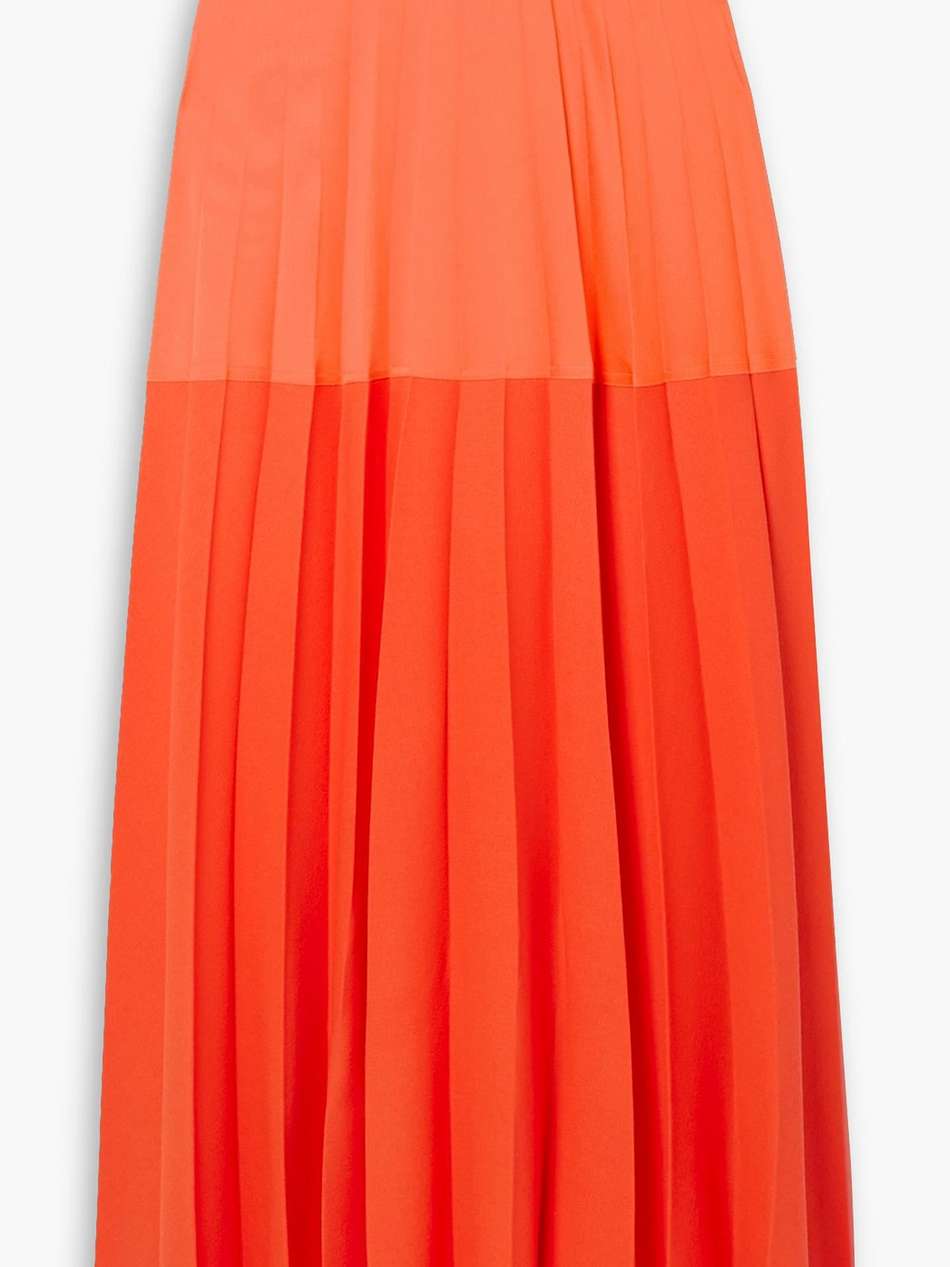pleated two-tone wool-blend maxi skirt