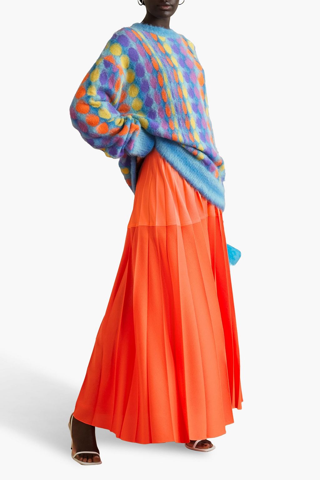 CHRISTOPHER JOHN ROGERS Pleated two-tone wool-blend maxi skirt