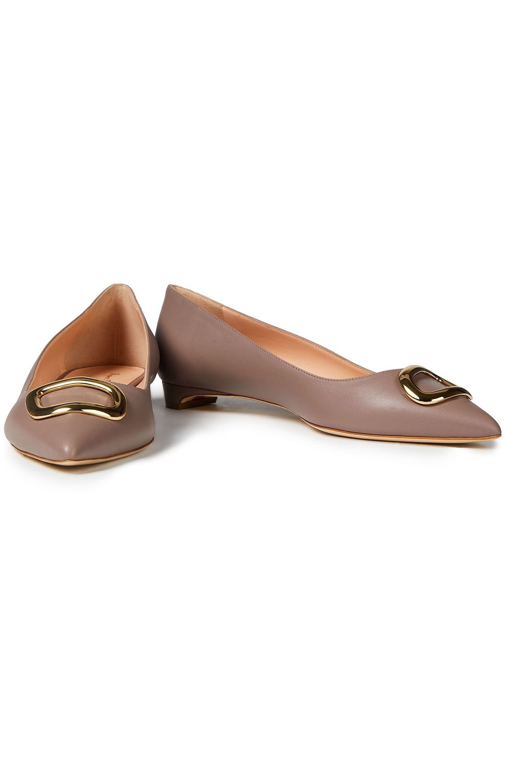 RUPERT SANDERSON Bedfa buckle-embellished leather point-toe flats