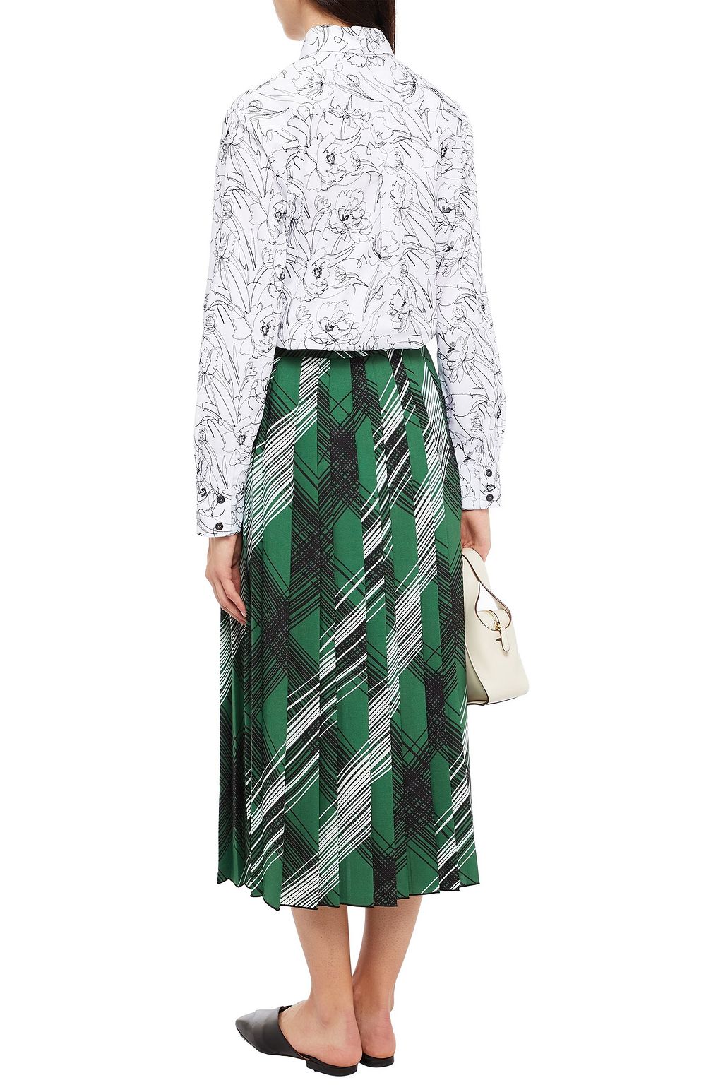 PIAZZA SEMPIONE Pleated printed crepe midi skirt