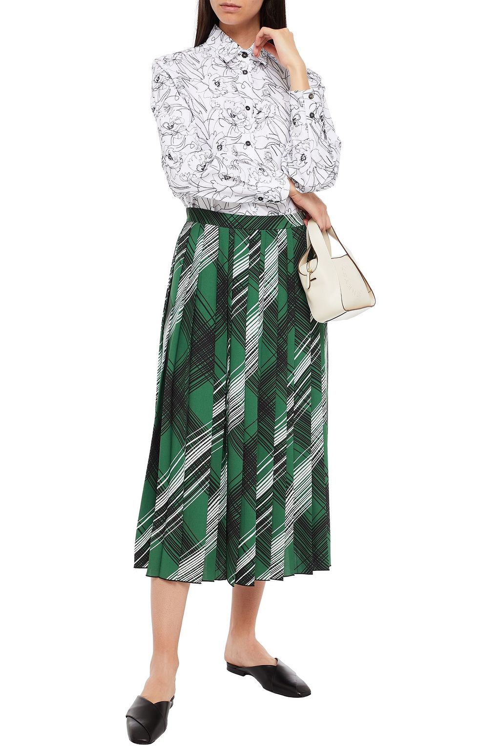 PIAZZA SEMPIONE Pleated printed crepe midi skirt