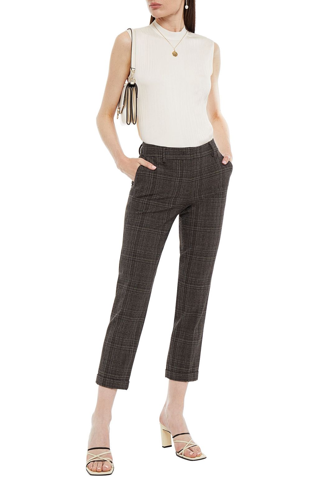 PIAZZA SEMPIONE Cropped checked tweed tapered pants