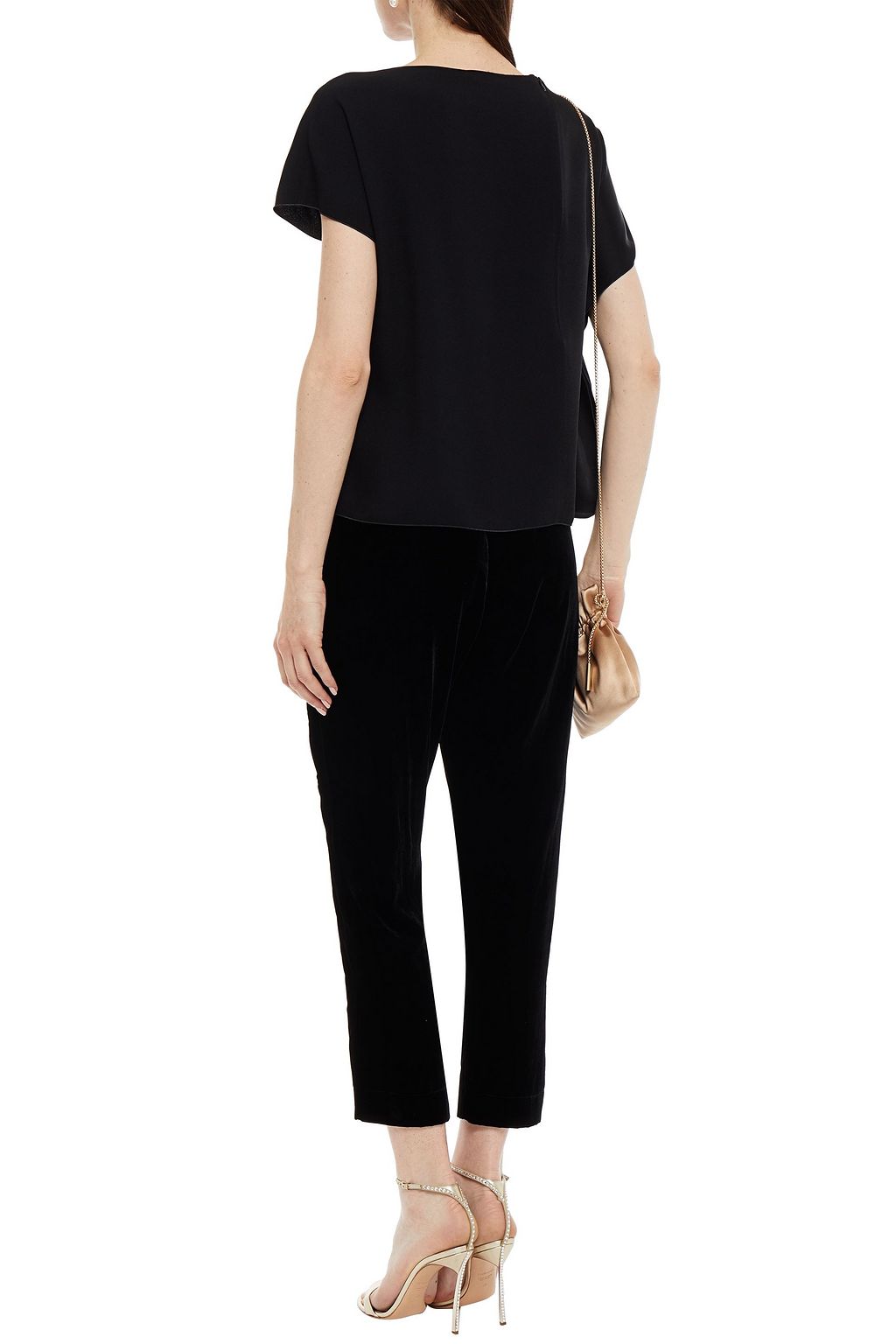 PIAZZA SEMPIONE Cropped velvet slim-leg pants