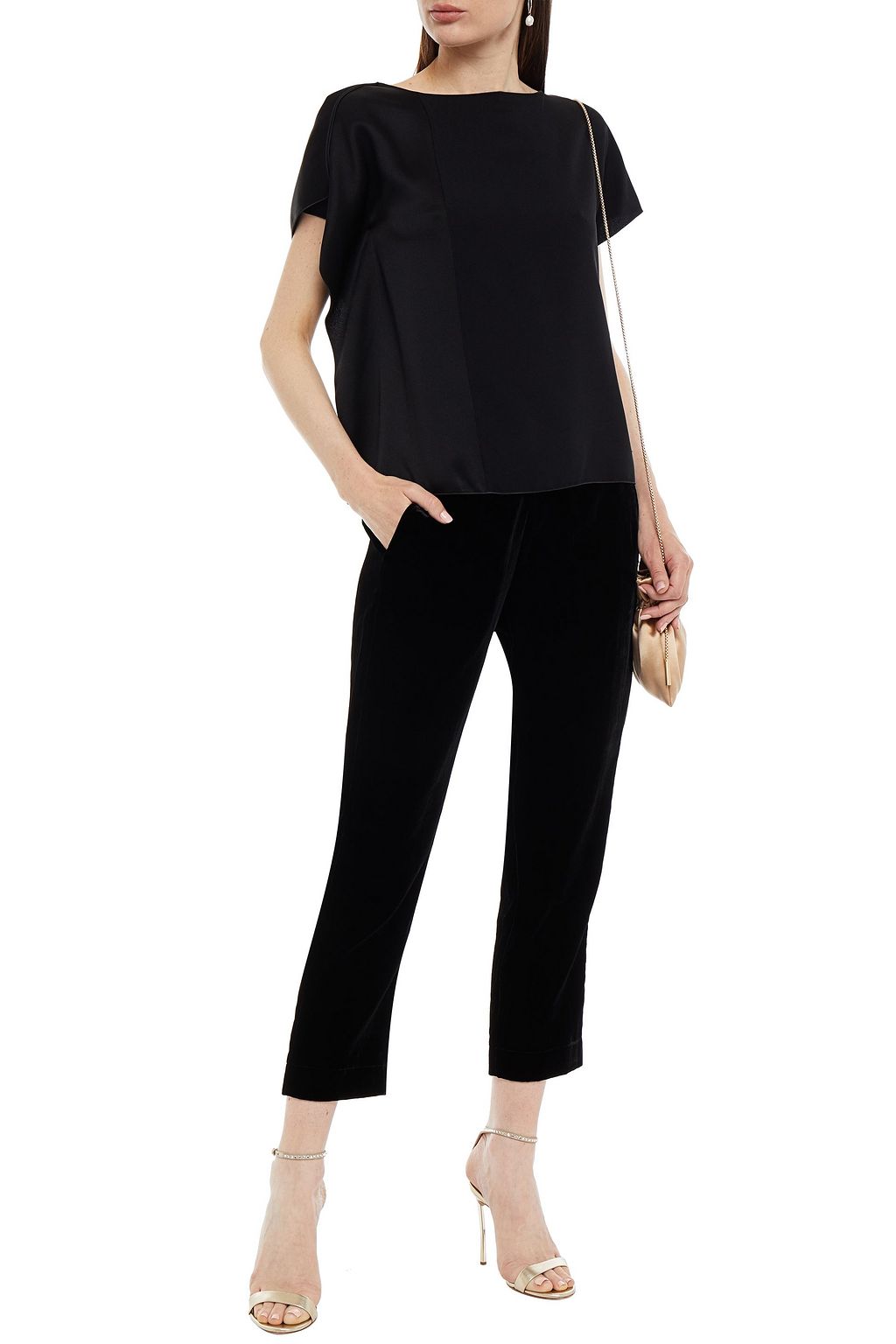 PIAZZA SEMPIONE Cropped velvet slim-leg pants