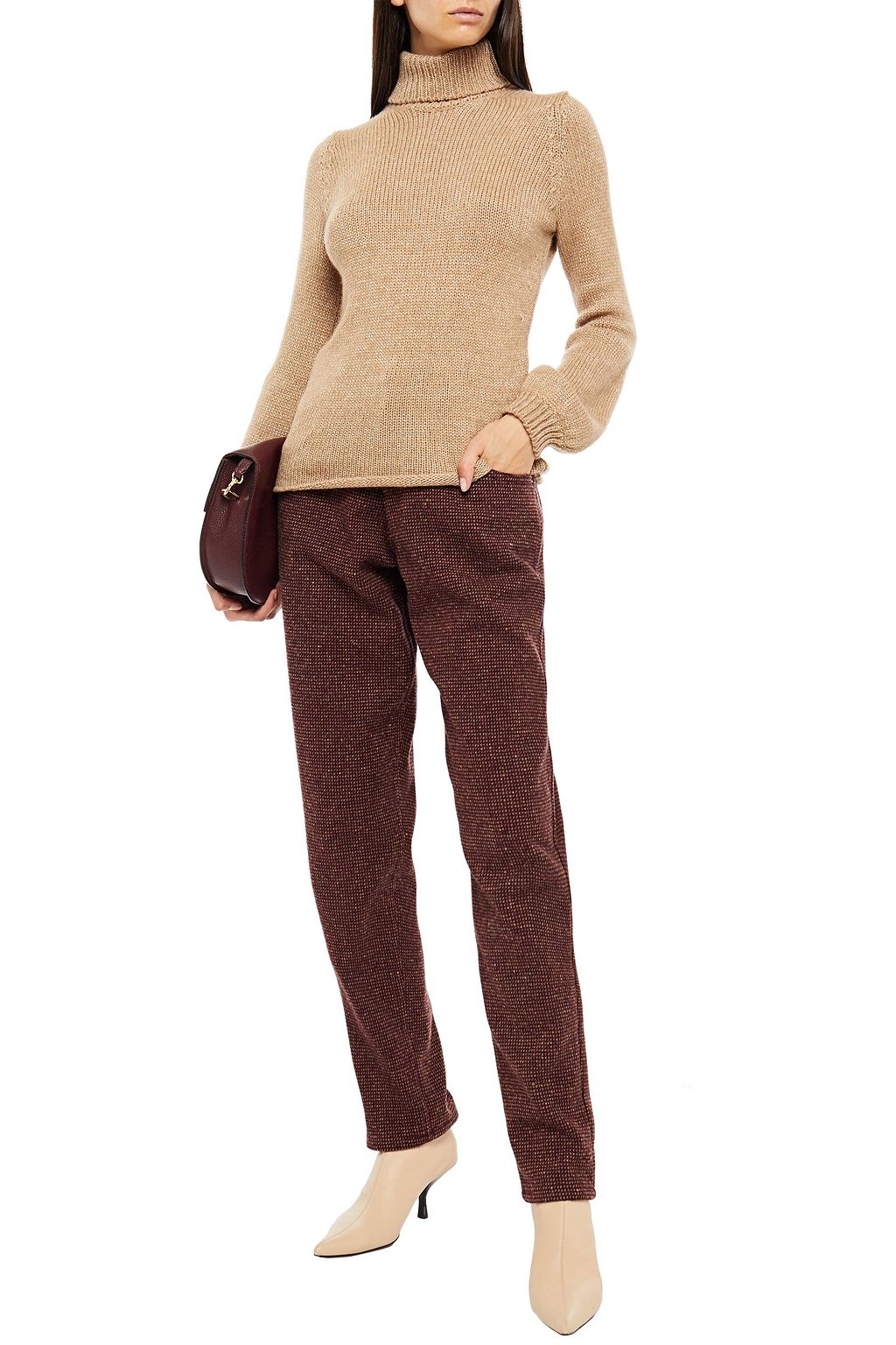 PIAZZA SEMPIONE Metallic mélange wool-blend turtleneck sweater