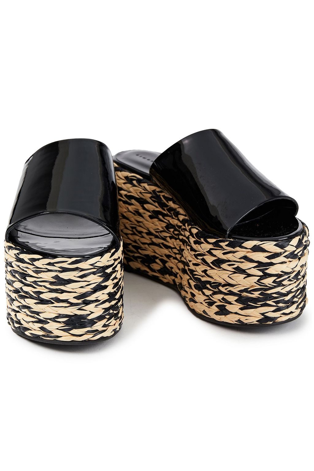 SIMON MILLER Blackout leather platform wedge sandals