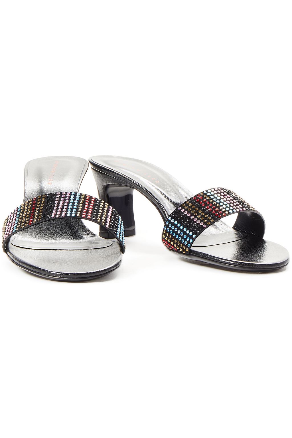 SIMON MILLER Hush crystal-embellished leather mules