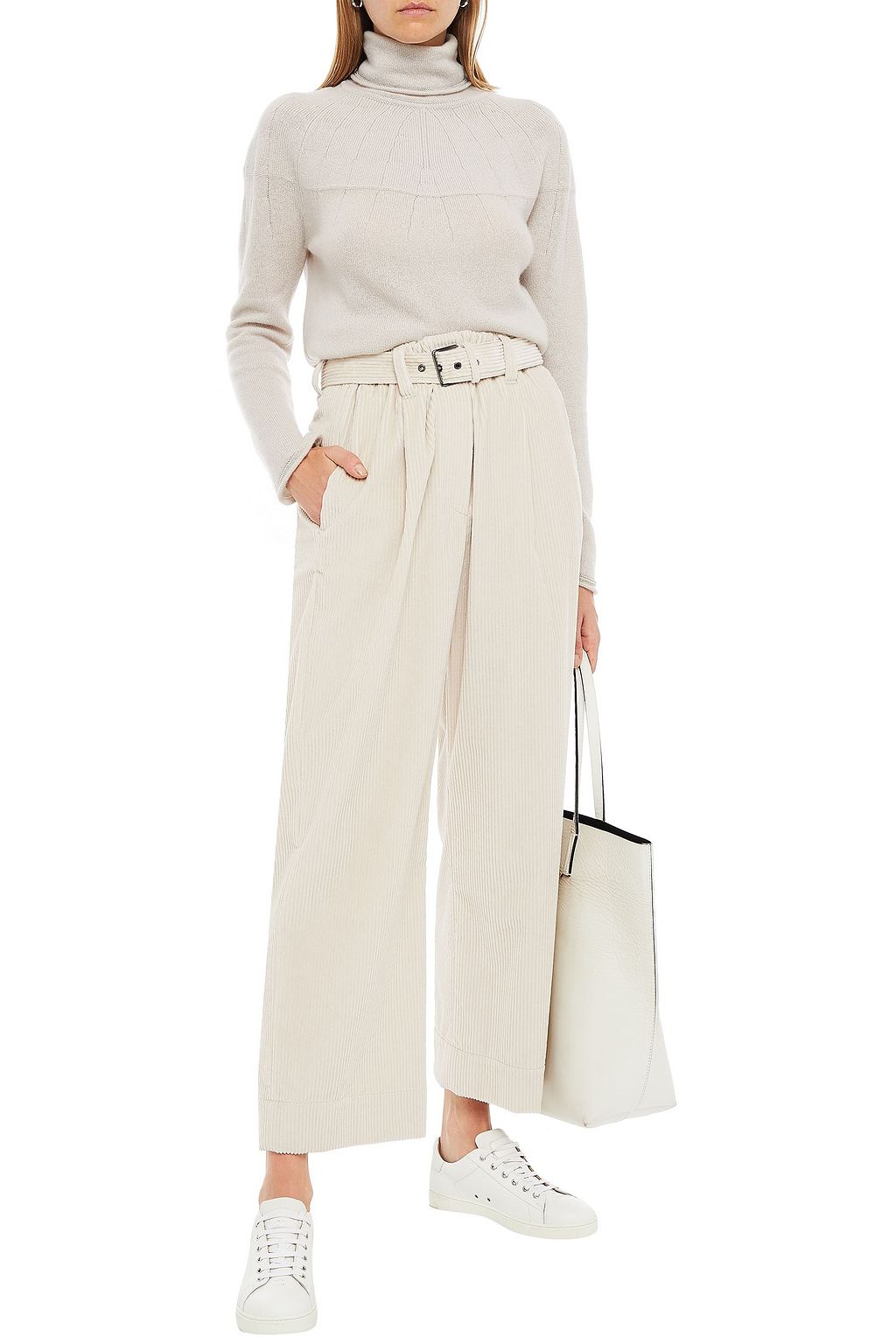 PIAZZA SEMPIONE Metallic-trimmed cashmere turtleneck sweater