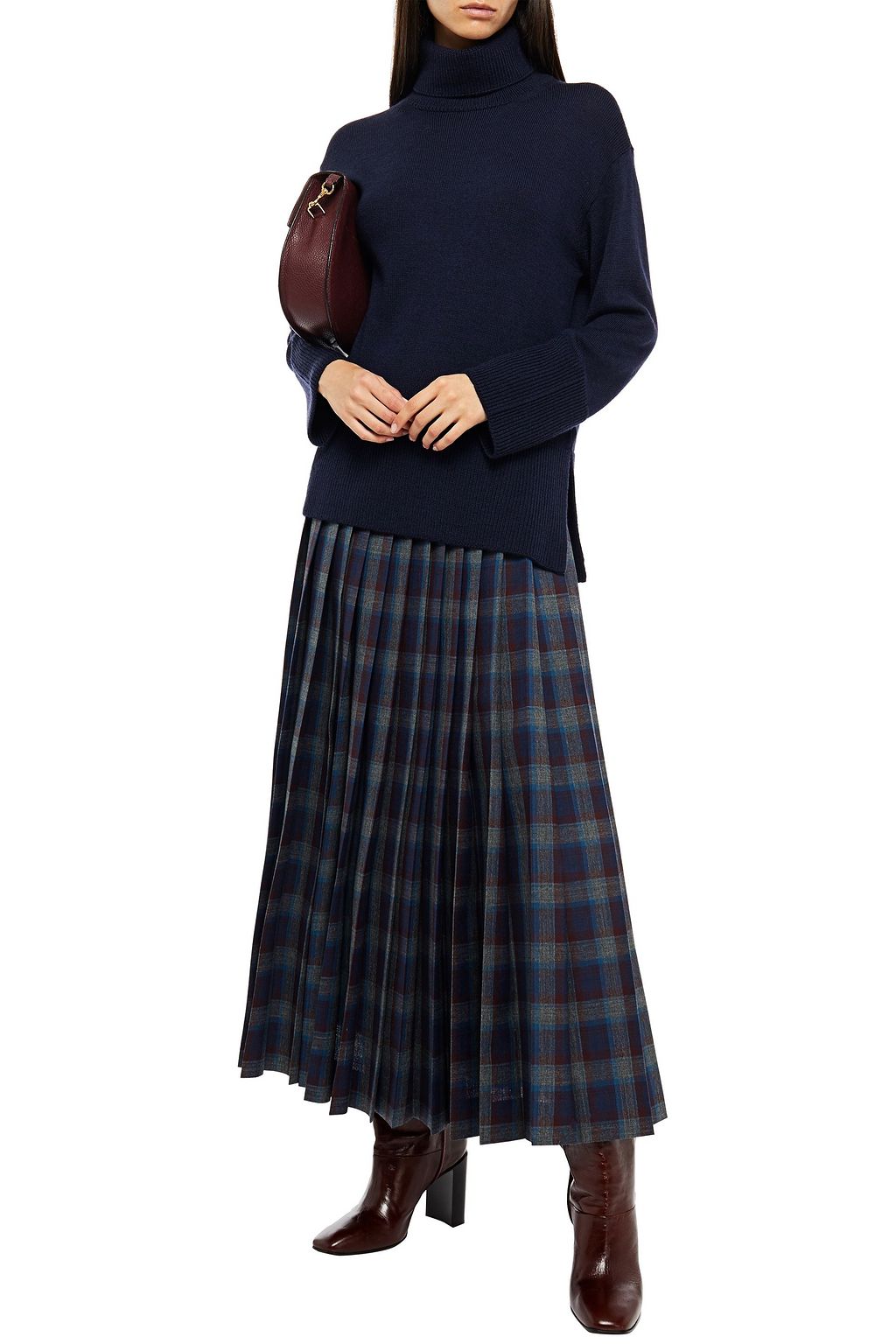 PIAZZA SEMPIONE Pointelle-trimmed wool turtleneck sweater