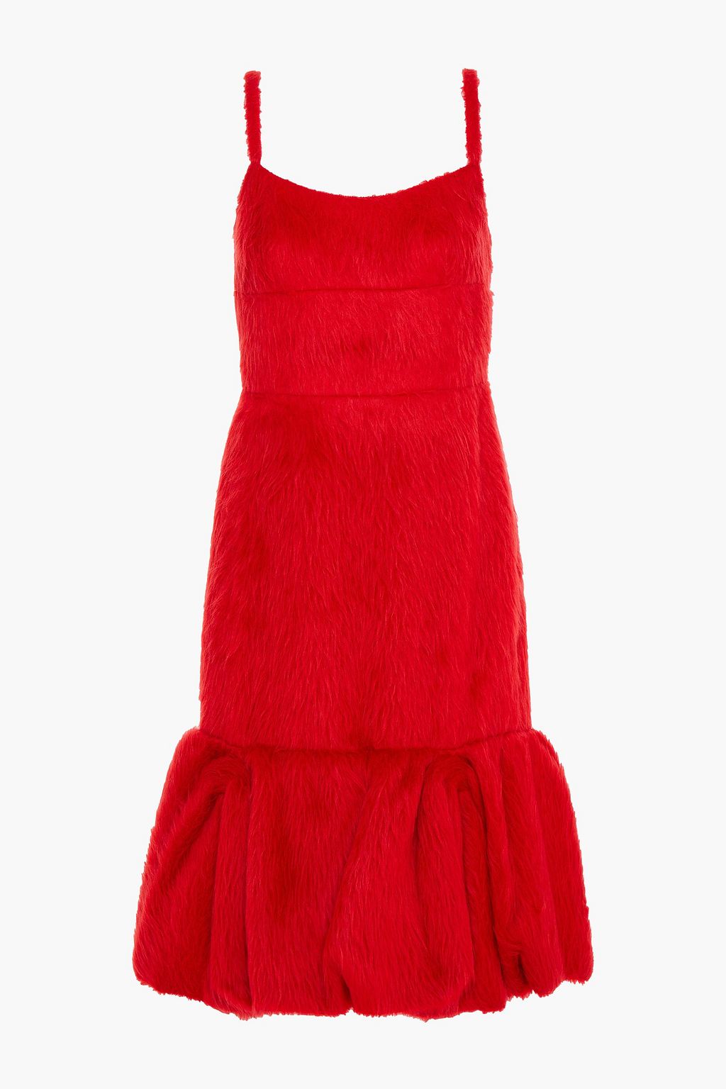 Red Fluted alpaca and silk-blend midi dress | PRADA | THE OUTNET