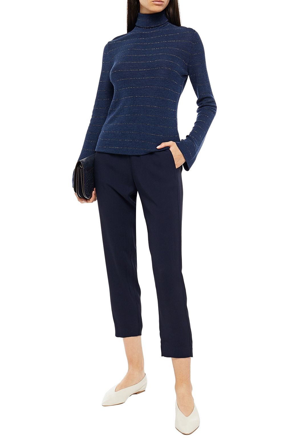 PIAZZA SEMPIONE Striped wool-blend turtleneck sweater