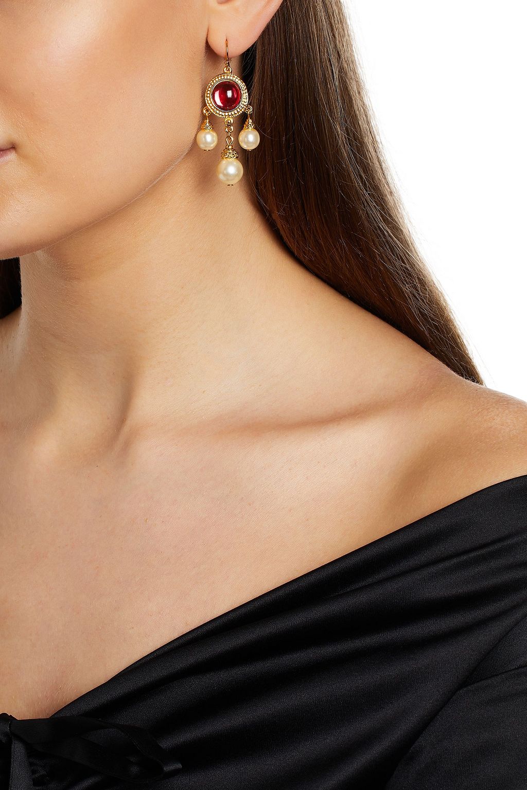 BEN-AMUN Gold-plated pearl and stone earrings