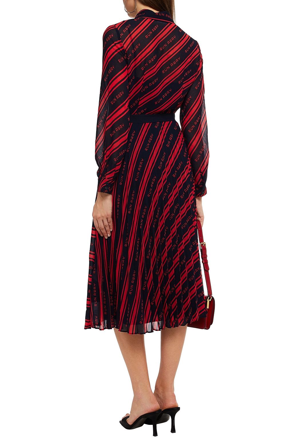 CLAUDIE PIERLOT Romila pleated printed crepe midi shirt dress