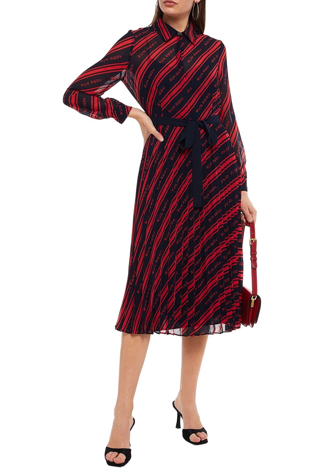 CLAUDIE PIERLOT Romila pleated printed crepe midi shirt dress