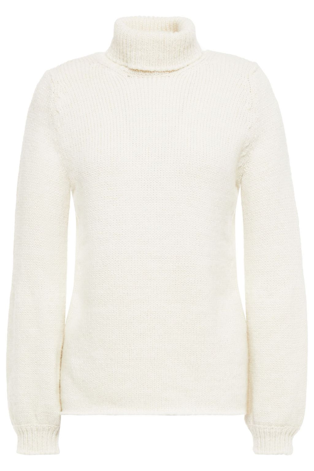 Ecru Metallic ribbed wool-blend 