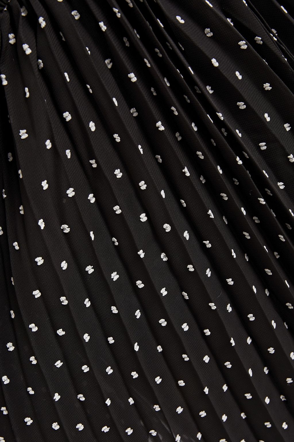 MAJE Plissé Swiss-dot georgette dress