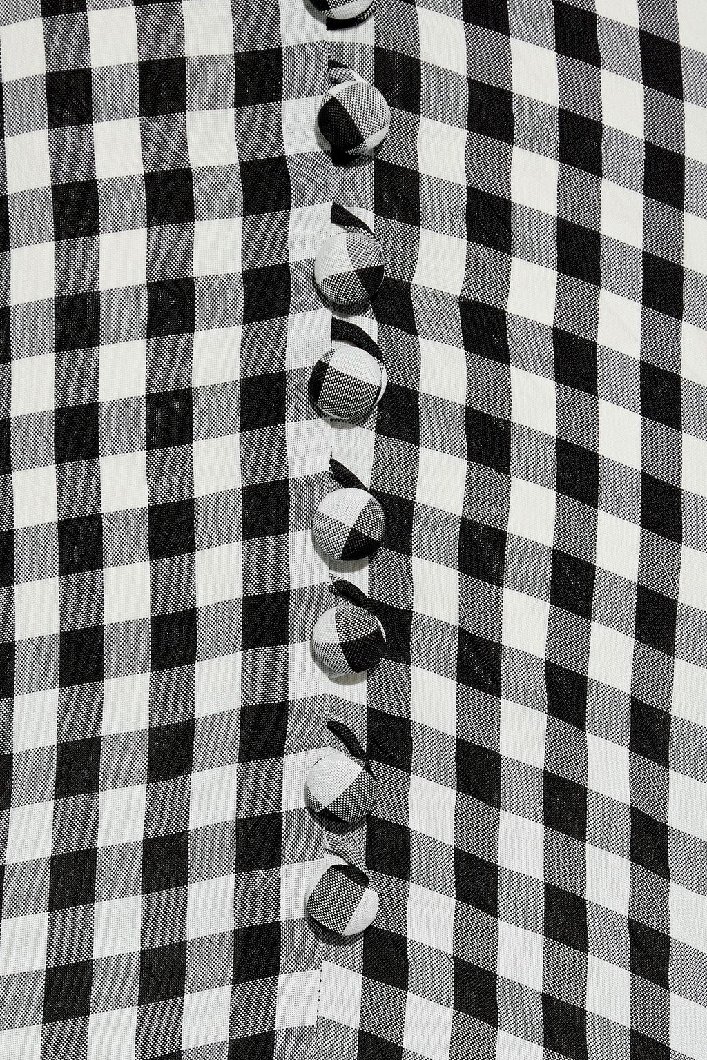 KHAITE Laura asymmetric ruffled gingham crinkled-gauze dress