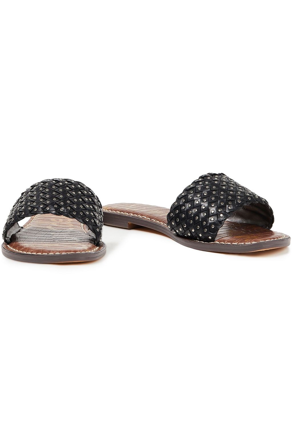 SAM EDELMAN Geraldine studded basketweave leather slides