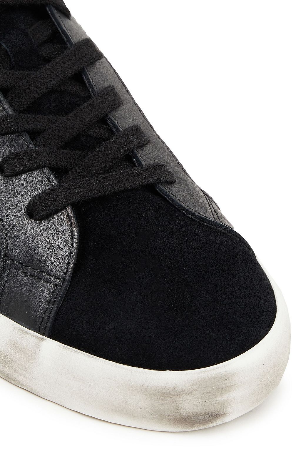 SAM EDELMAN Aubrie suede-trimmed perforated leather sneakers