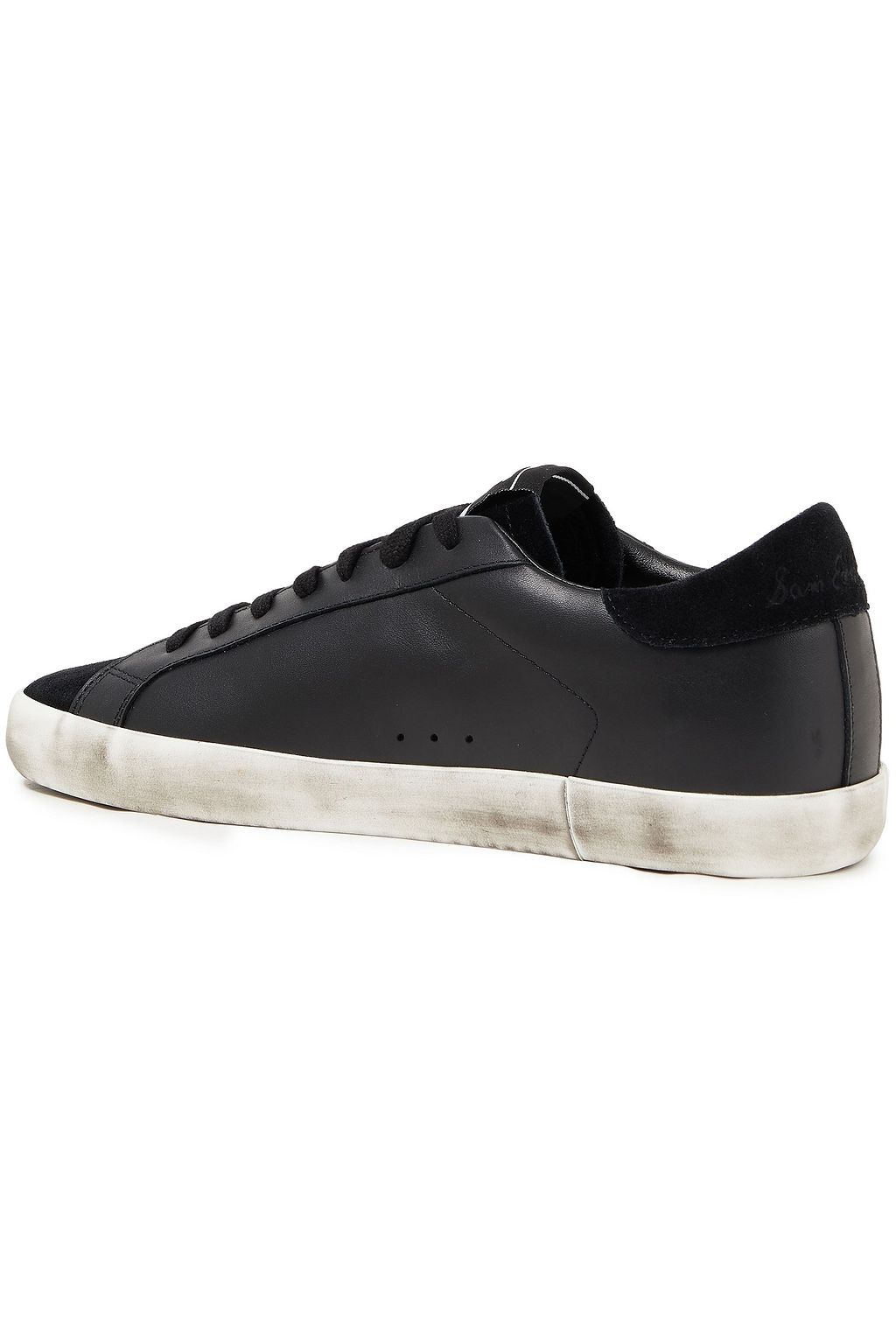 SAM EDELMAN Aubrie suede-trimmed perforated leather sneakers