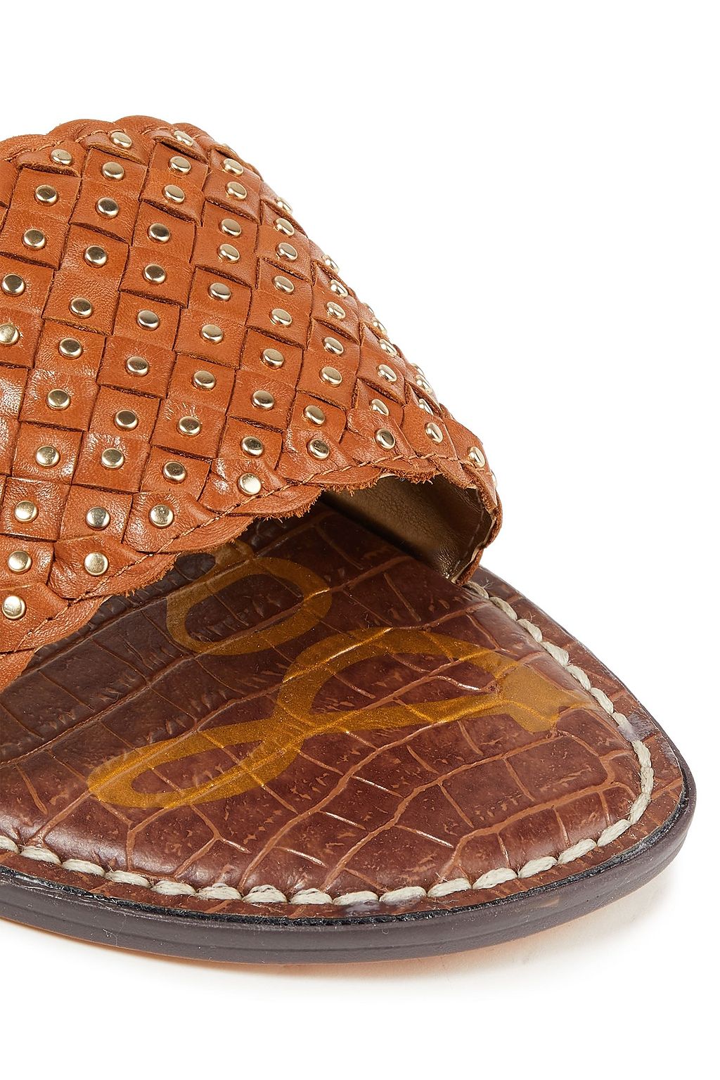 SAM EDELMAN Geraldine studded basketweave leather slides
