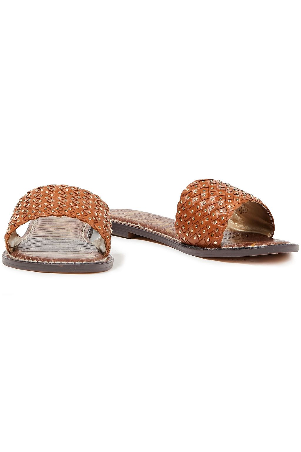 SAM EDELMAN Geraldine studded basketweave leather slides