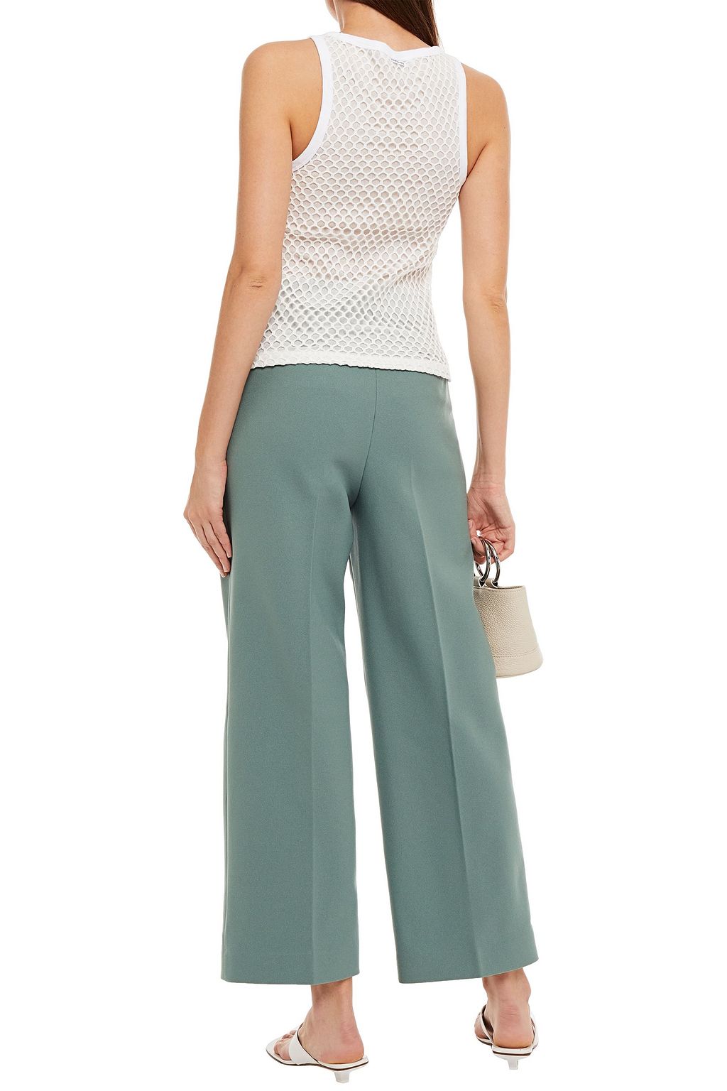 ALEXANDERWANG.T Layered crocheted and ribbed cotton tank