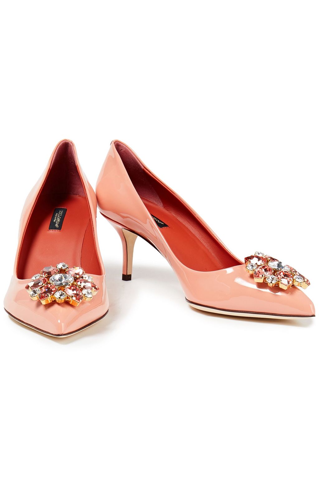DOLCE&GABBANA Crystal-embellished patent-leather pumps