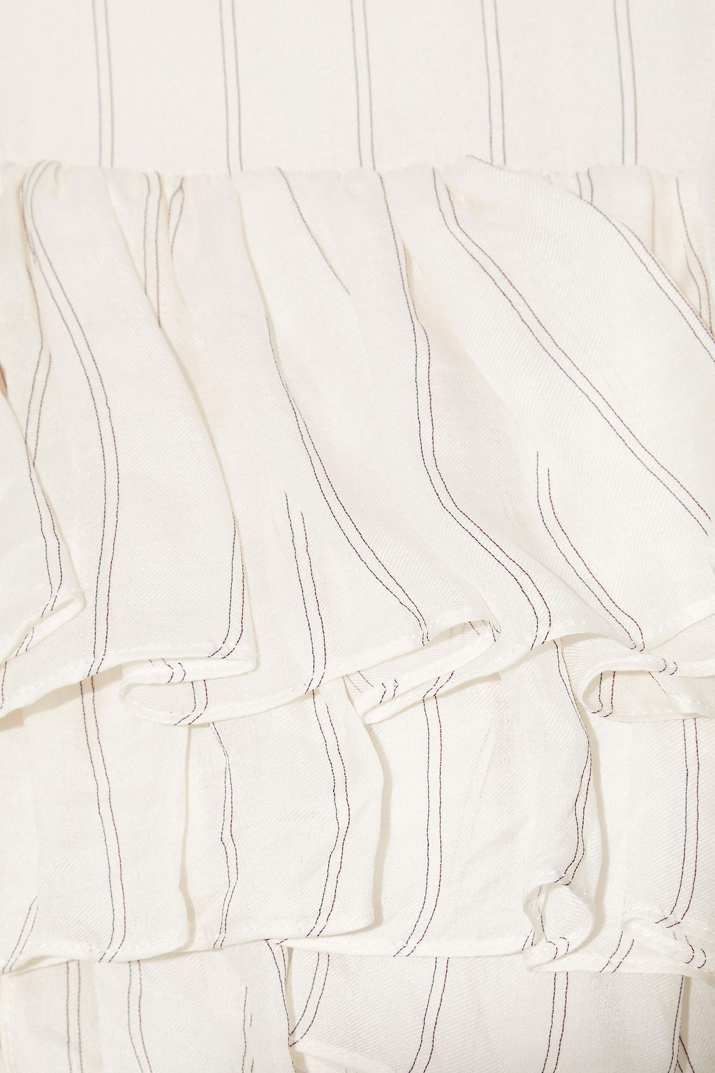 KHAITE Preston ruffled pinstriped silk-blend twill blouse