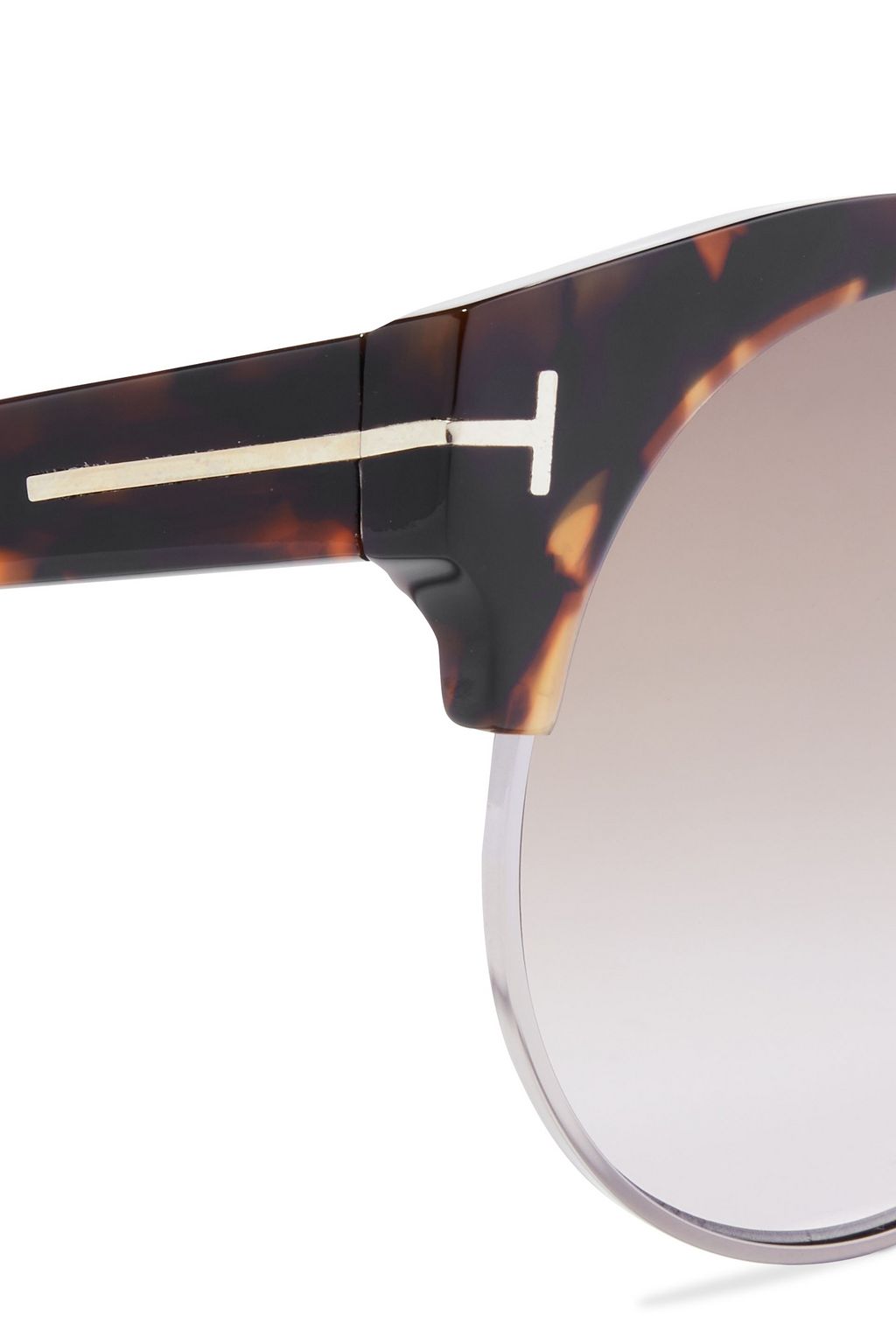 TOM FORD Alissa round-frame silver-tone and tortoiseshell acetate sunglasses
